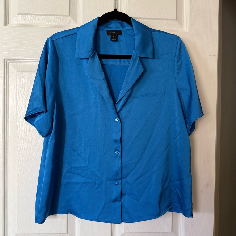 Halogen Blue Short Sleeve Blouse